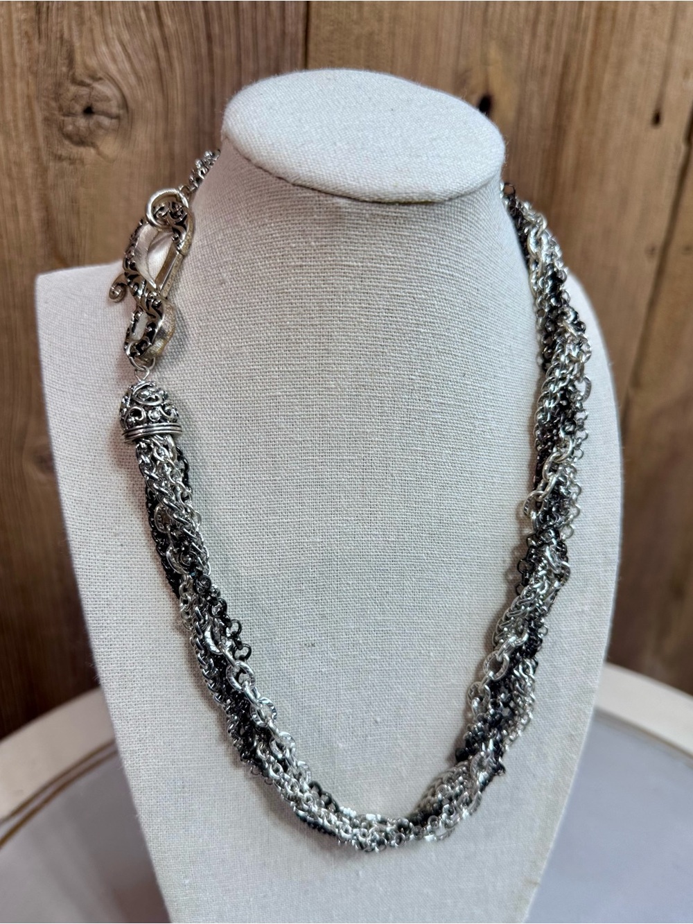 NWOT Silver Two-Tone Braided Chain Necklace - Women Jewelry